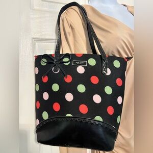 Vintage Kate Spade Black Tote with Colorful Polka Dots